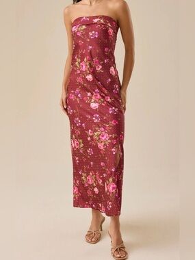 Altar’d State Strapless Floral Dress-S